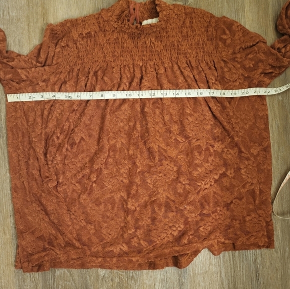 Anthropolgie Deletta Ammana Lace Peasant Blouse Floral In Rust Size Small - Picture 6 of 12